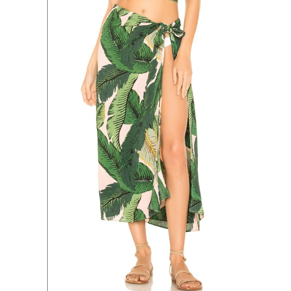 Beach Riot x REVOLVE Palm Sarong Cover Up Green Tropical Beach Vacation Boho OS‎